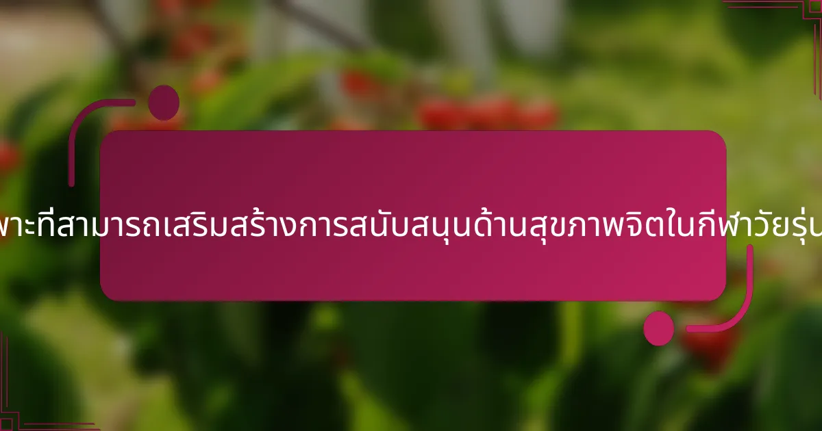 แนวทางเฉพาะที่สามารถเสริมสร้างการสนับสนุนด้านสุขภาพจิตในกีฬาวัยรุ่นมีอะไรบ้าง?