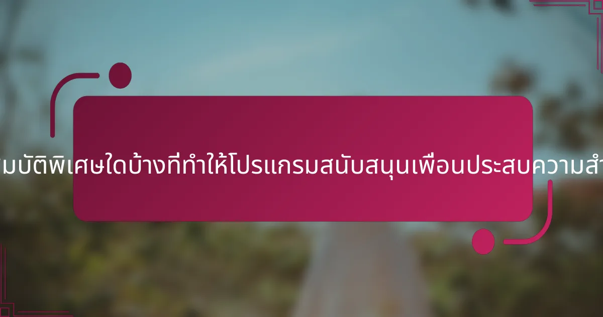 คุณสมบัติพิเศษใดบ้างที่ทำให้โปรแกรมสนับสนุนเพื่อนประสบความสำเร็จ?