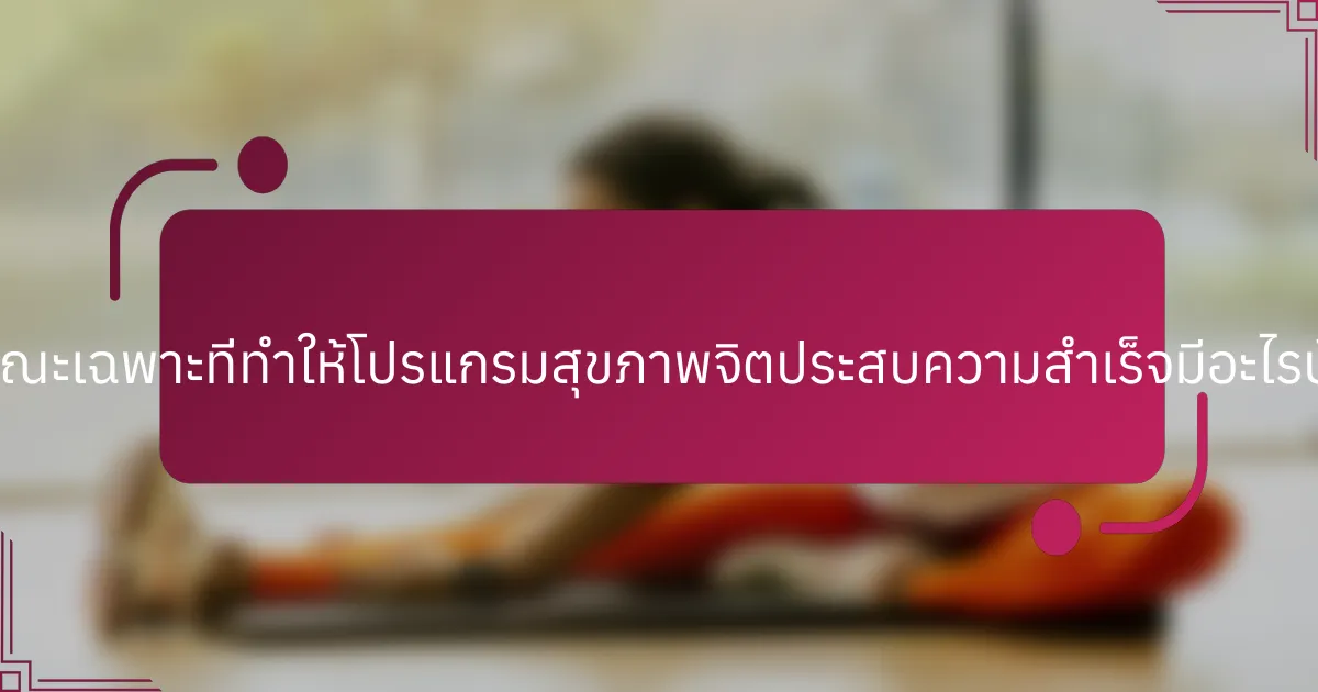ลักษณะเฉพาะที่ทำให้โปรแกรมสุขภาพจิตประสบความสำเร็จมีอะไรบ้าง?