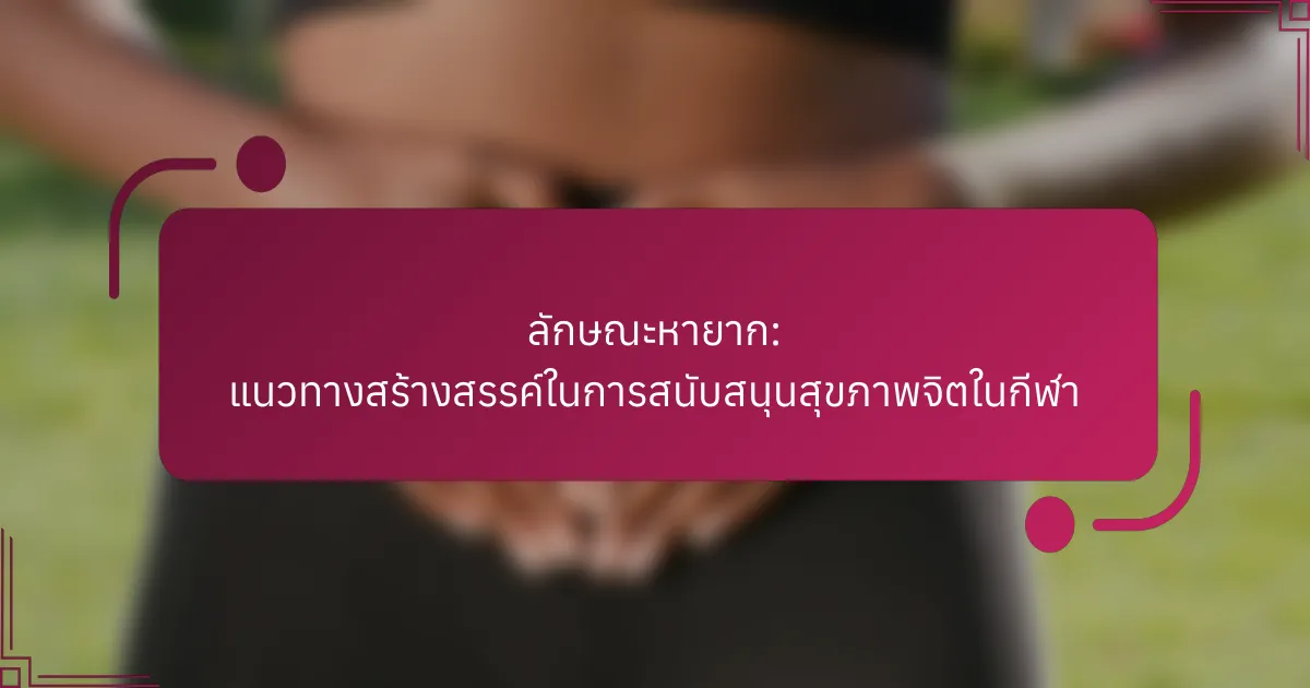 ลักษณะหายาก: แนวทางสร้างสรรค์ในการสนับสนุนสุขภาพจิตในกีฬา