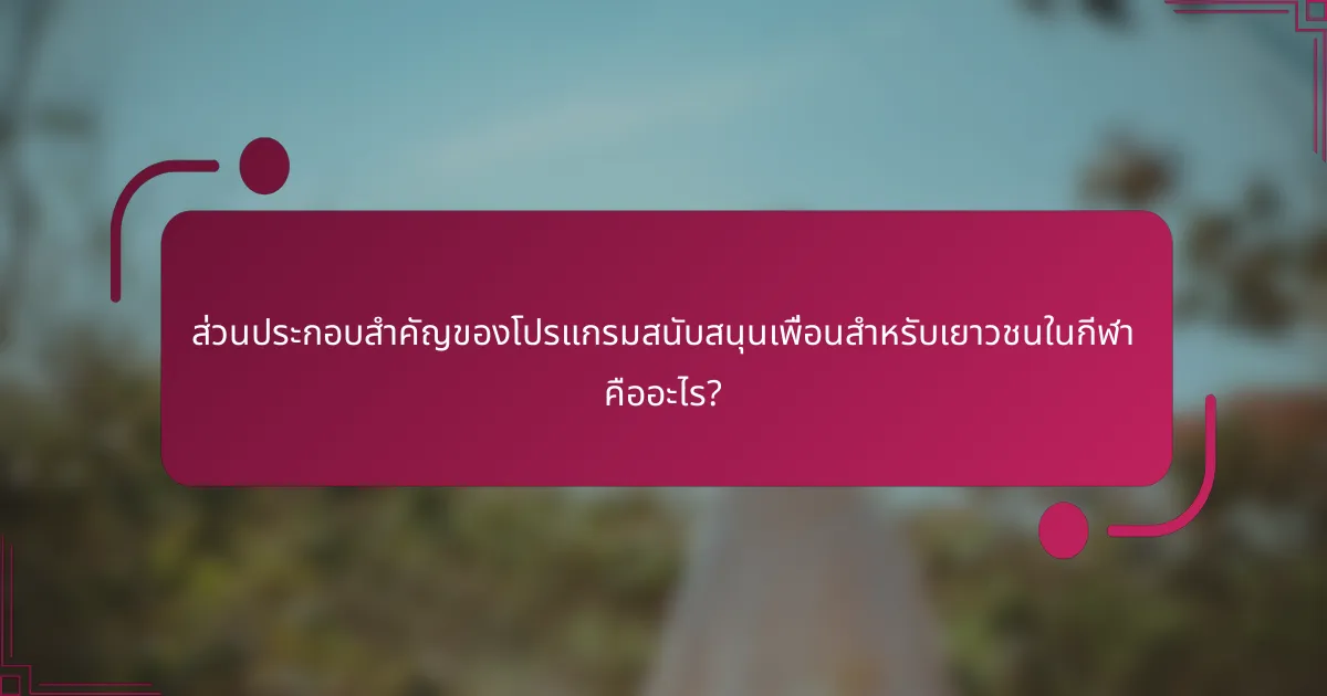 ส่วนประกอบสำคัญของโปรแกรมสนับสนุนเพื่อนสำหรับเยาวชนในกีฬา คืออะไร?